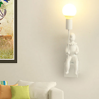 Rynx | Modern Sitting Boy Wall Lamp Resin 1 Head Monochrome Wall Lamp for Bedroom