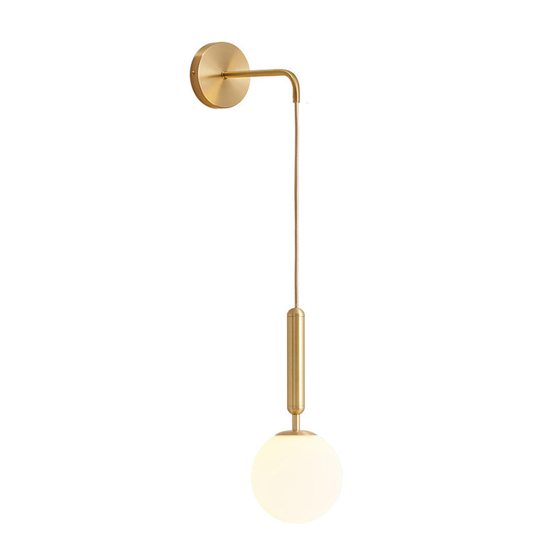 Rynx | Spherical Nightstand Wall Lamp Clear Water/White Glass Single Postmodern Wall Mounted Lamp in Black/Gold