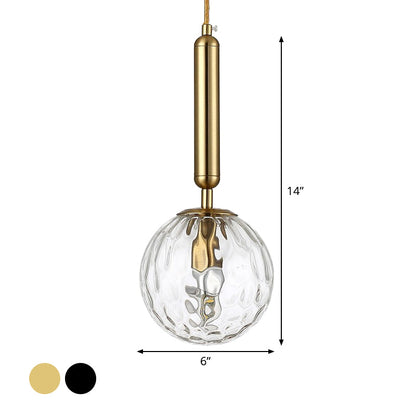 Rynx | Spherical Nightstand Wall Lamp Clear Water/White Glass Single Postmodern Wall Mounted Lamp in Black/Gold