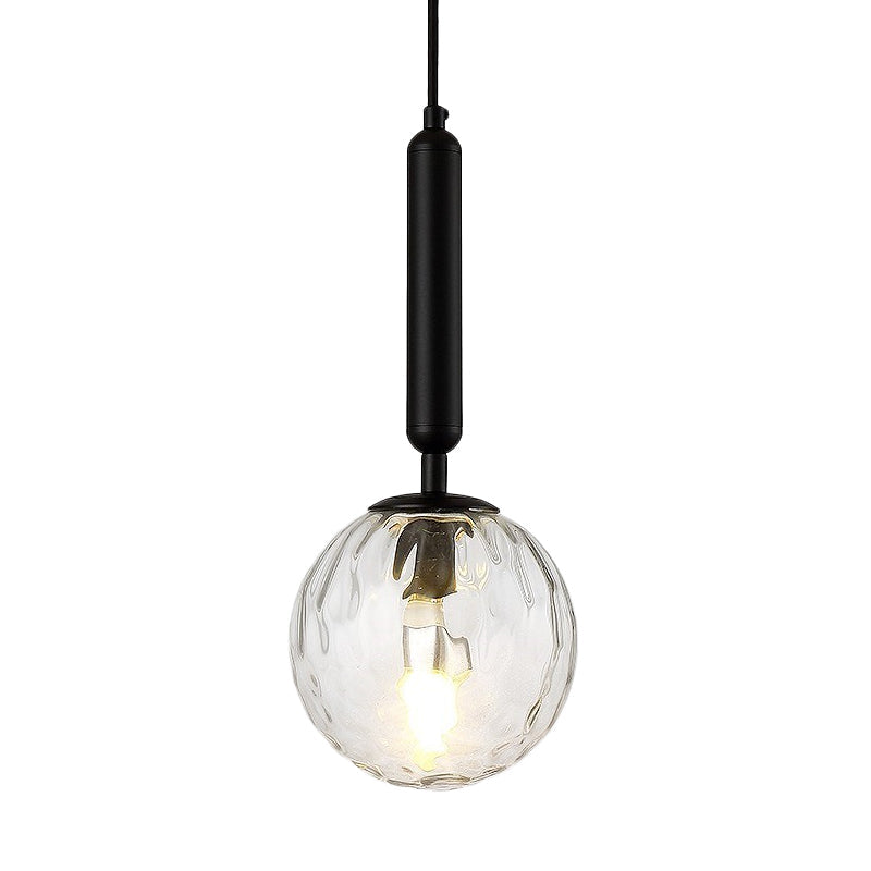 Rynx | Spherical Nightstand Wall Lamp Clear Water/White Glass Single Postmodern Wall Mounted Lamp in Black/Gold