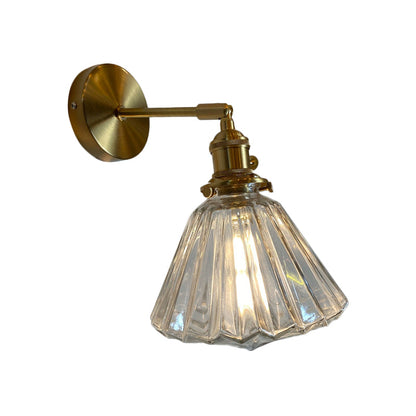 Rynx | Single-Bulb Bedroom Wall Light Postmodern Gold Rotatable Wall Sconce with Oval/Diamond/Gathered Blue/Clear/Green Glass Shade
