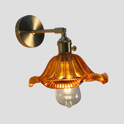 Rynx | Single-Bulb Bedroom Wall Light Postmodern Gold Rotatable Wall Sconce with Oval/Diamond/Gathered Blue/Clear/Green Glass Shade