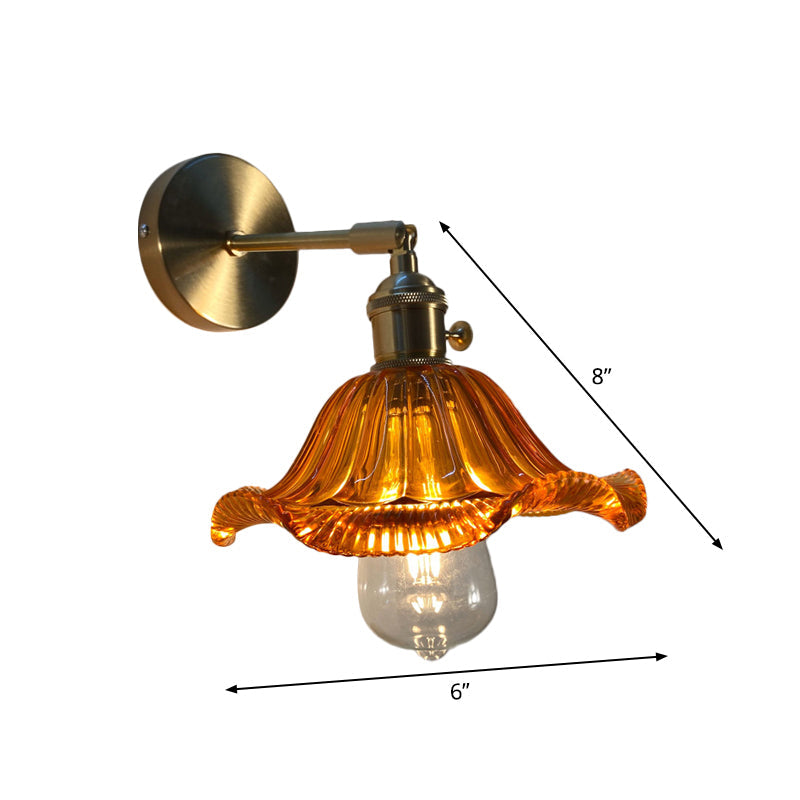 Rynx | Single-Bulb Bedroom Wall Light Postmodern Gold Rotatable Wall Sconce with Oval/Diamond/Gathered Blue/Clear/Green Glass Shade