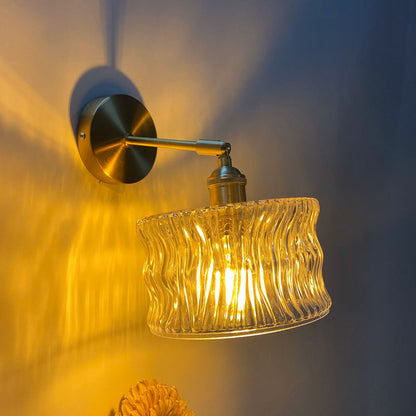 Rynx | Single-Bulb Bedroom Wall Light Postmodern Gold Rotatable Wall Sconce with Oval/Diamond/Gathered Blue/Clear/Green Glass Shade