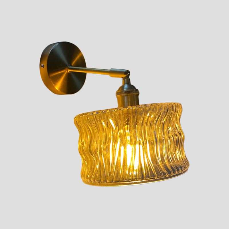 Rynx | Single-Bulb Bedroom Wall Light Postmodern Gold Rotatable Wall Sconce with Oval/Diamond/Gathered Blue/Clear/Green Glass Shade