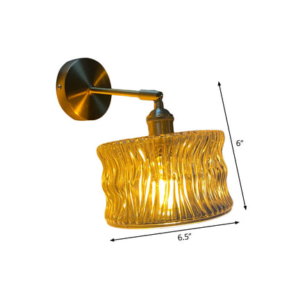 Rynx | Single-Bulb Bedroom Wall Light Postmodern Gold Rotatable Wall Sconce with Oval/Diamond/Gathered Blue/Clear/Green Glass Shade