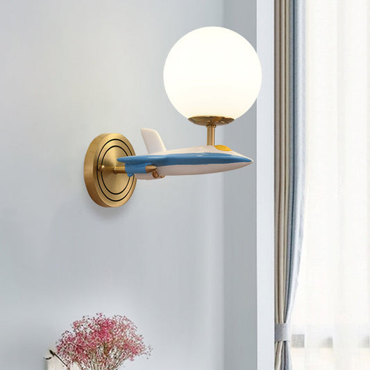 Rynx | Living Room Spherical Wall Lamp with Airplane Glass Resin Contemporary Wall Lamp