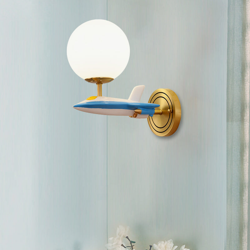 Rynx | Living Room Spherical Wall Lamp with Airplane Glass Resin Contemporary Wall Lamp