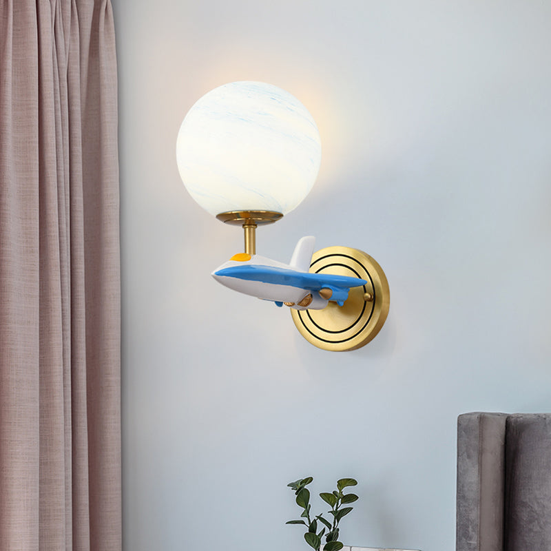 Rynx | Living Room Spherical Wall Lamp with Airplane Glass Resin Contemporary Wall Lamp