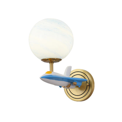 Rynx | Living Room Spherical Wall Lamp with Airplane Glass Resin Contemporary Wall Lamp