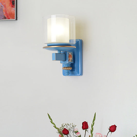 Rynx | Nordic Stylish Cylinder Wall Lamp with Shell Deco 1 Light Metal & Glass Wall Lamp for Staircase