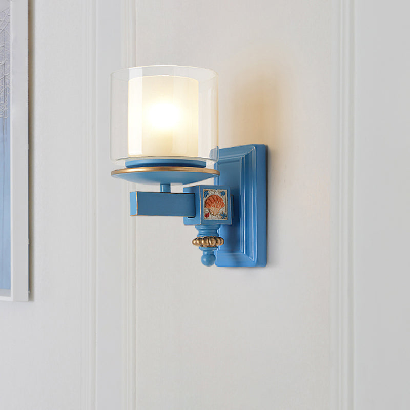 Rynx | Nordic Stylish Cylinder Wall Lamp with Shell Deco 1 Light Metal & Glass Wall Lamp for Staircase