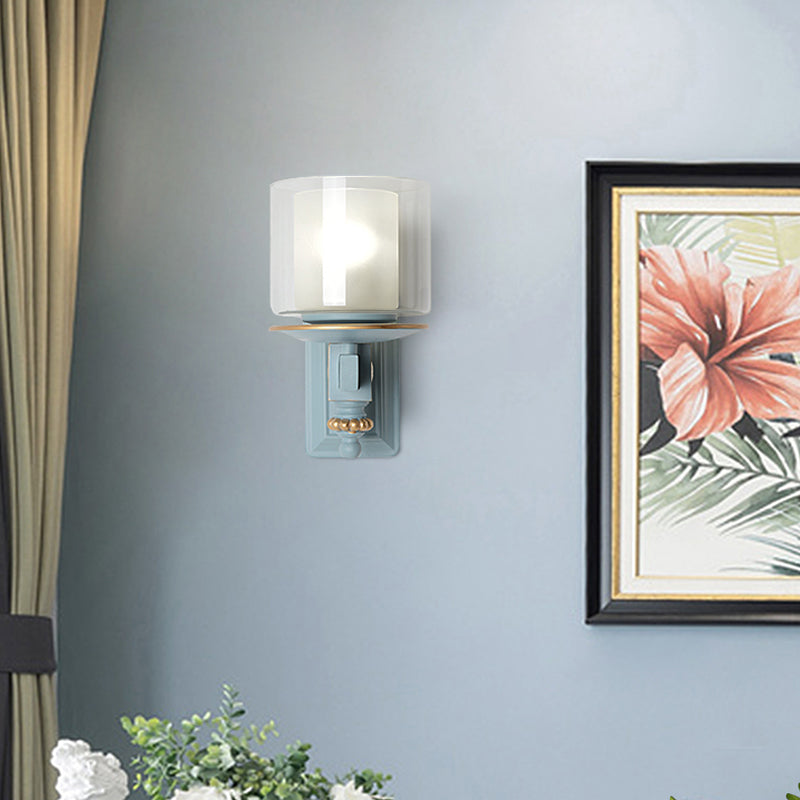 Rynx | Nordic Stylish Cylinder Wall Lamp with Shell Deco 1 Light Metal & Glass Wall Lamp for Staircase