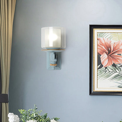 Rynx | Nordic Stylish Cylinder Wall Lamp with Shell Deco 1 Light Metal & Glass Wall Lamp for Staircase