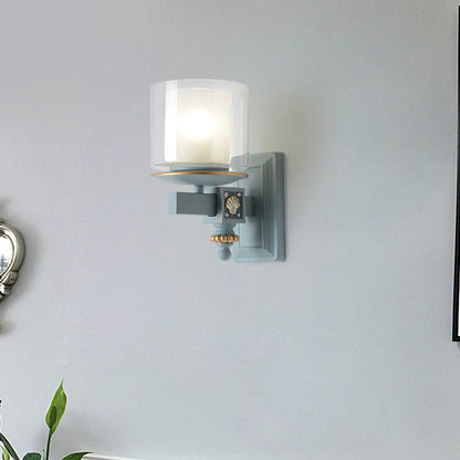 Rynx | Nordic Stylish Cylinder Wall Lamp with Shell Deco 1 Light Metal & Glass Wall Lamp for Staircase