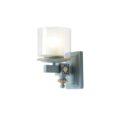 Rynx | Nordic Stylish Cylinder Wall Lamp with Shell Deco 1 Light Metal & Glass Wall Lamp for Staircase