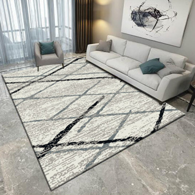 Rynx | Ivory Bedroom Carpet New Arrival Geometric Diamond Pattern Carpet Polyester Washable Carpet