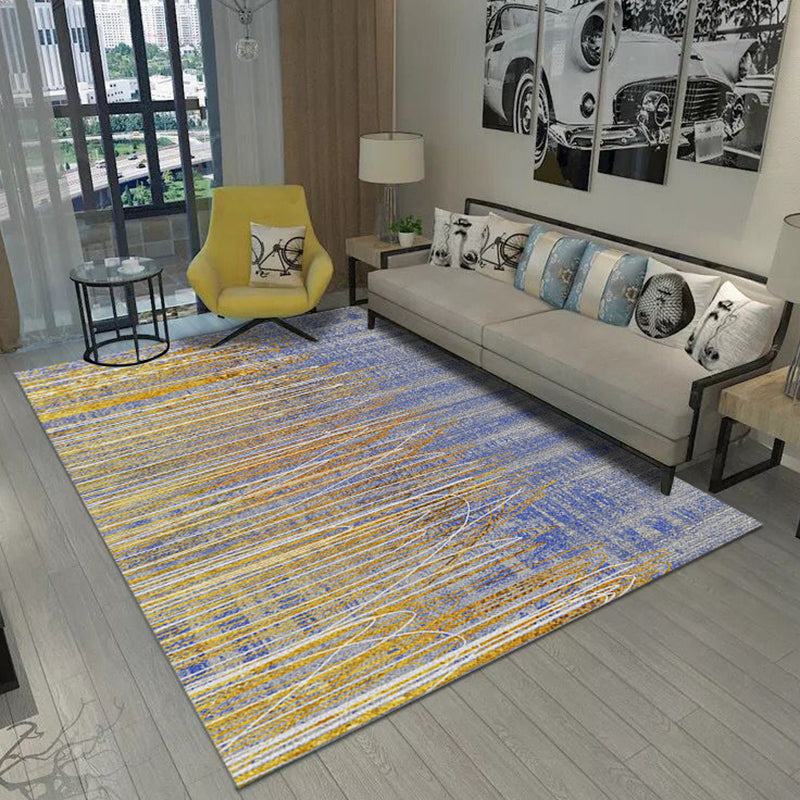 Rynx | Modern Abstract Rug Golden and Gray Polyester Rug Washable Area Rug for Living Room