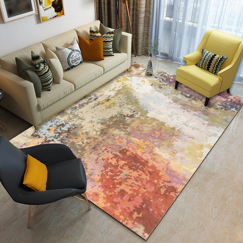 Rynx | Red Modern Rug Polyester Abstract Rug Washable Carpet for Living Room