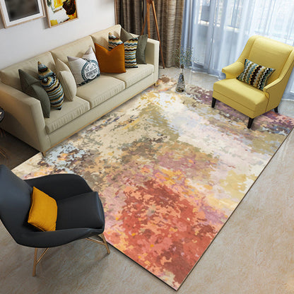 Rynx | Red Modern Rug Polyester Abstract Rug Washable Carpet for Living Room