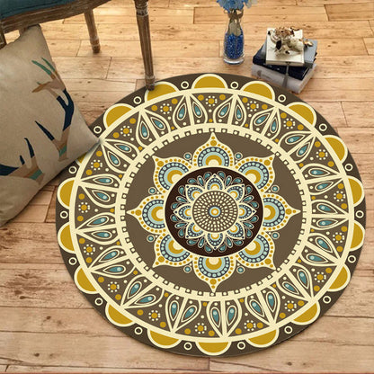 Rynx | Unique Floral Pattern Rug Green and Red Mediterranean Rug Flannel Non-Slip Backing Washable Carpet for Living Room