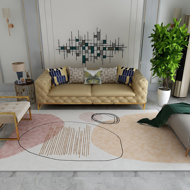 Rynx | Multicolored Colorblock Rug Polyester Rug Pet Friendly Washable Non-Slip Rug for the Living Room