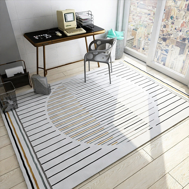 Rynx | Simple Style Stripes Rug with Geometric Shapes Light Color Polypropylene Rug Machine Wash Carpet for Bedroom