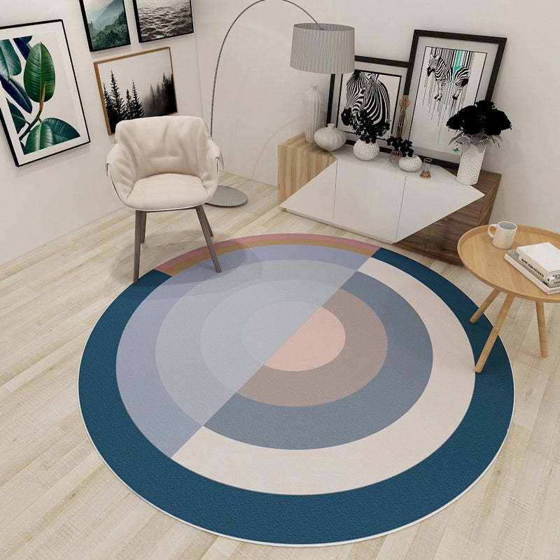 Rynx | Nordic Multiple-Rings Pattern Rug Soft Color Synthetics Carpet Stain-Proofing Washable Rug for Dorm Room