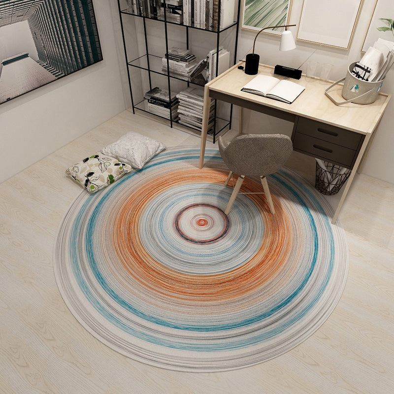 Rynx | Nordic Multiple-Rings Pattern Rug Soft Color Synthetics Carpet Stain-Proofing Washable Rug for Dorm Room