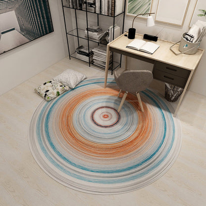 Rynx | Nordic Multiple-Rings Pattern Rug Soft Color Synthetics Carpet Stain-Proofing Washable Rug for Dorm Room