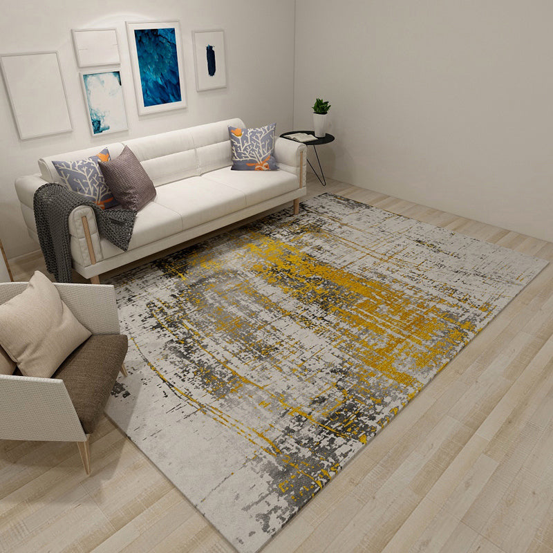 Rynx | Industrial Rustic Surface Look Carpet Dark Color Polyester Area Rug Stain Resistant Non-Slip Rug for Living Room