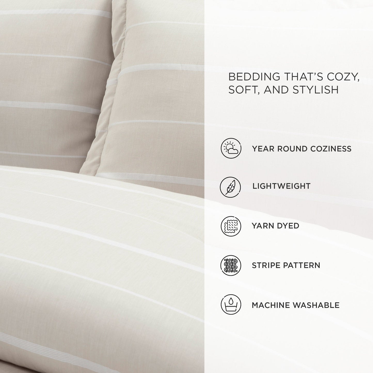 Rynx | Classic Farmhouse Chalk Stripe 3-Piece Bedspread Set