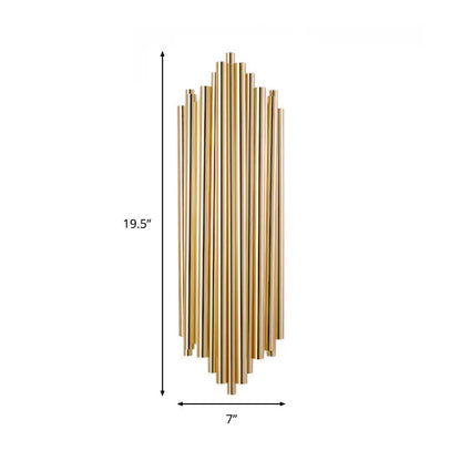Rynx | Gold Finish Slim Tube Wall Light Post Modern 4 Bulbs Metal Wall Lamp Light