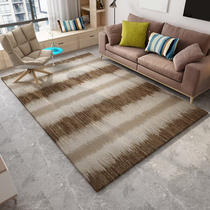 Rynx | Brown Bedroom Carpet Novelty Circle Triangle Stripe Pattern Area Rug Polyester Washable Rug