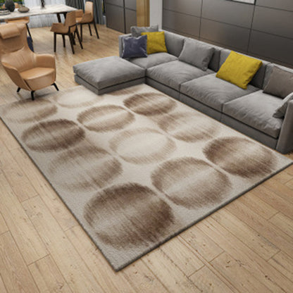 Rynx | Brown Bedroom Carpet Novelty Circle Triangle Stripe Pattern Area Rug Polyester Washable Rug