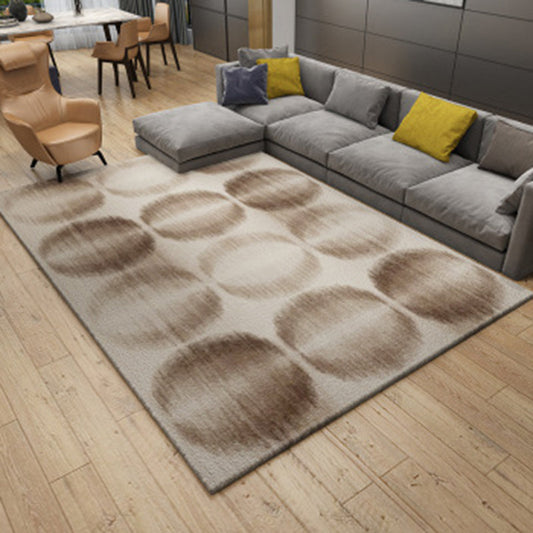 Rynx | Brown Bedroom Carpet Novelty Circle Triangle Stripe Pattern Area Rug Polyester Washable Rug