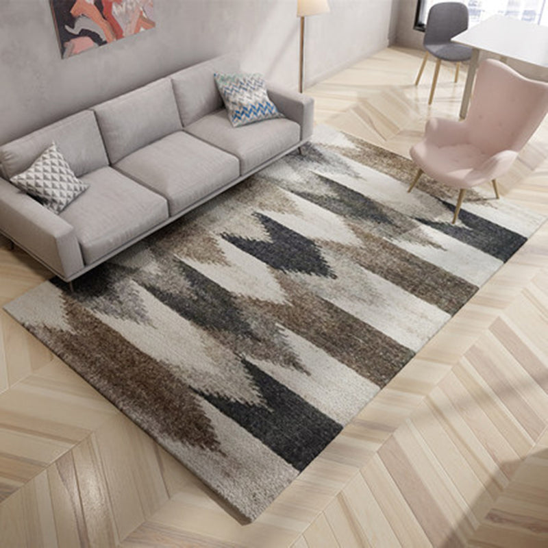 Rynx | Brown Bedroom Carpet Novelty Circle Triangle Stripe Pattern Area Rug Polyester Washable Rug