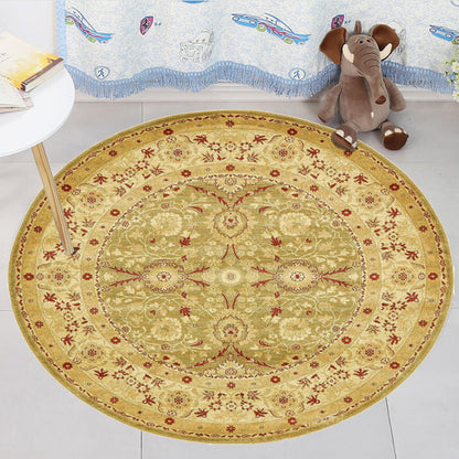 Rynx | Retro Medallion Rug Yellow Tribal Rug Polyester non-slip backing washable rug for living room