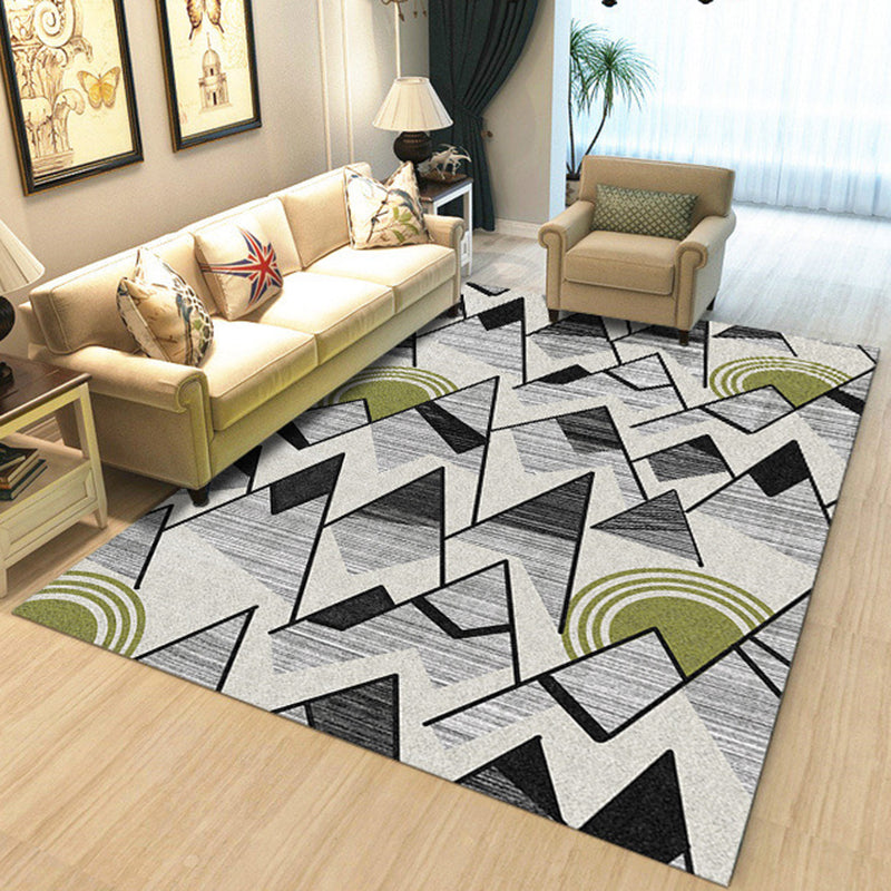 Rynx | Nordic New Arrivals Rug in Ivory Geometry Triangle Print Rug Polyester Washable Rug for Living Room