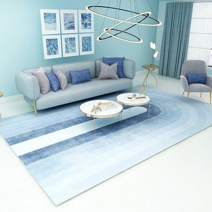 Rynx | Funky Ombre Pattern Rug Blue Simple Rug Polyester Washable Rug for Bedroom