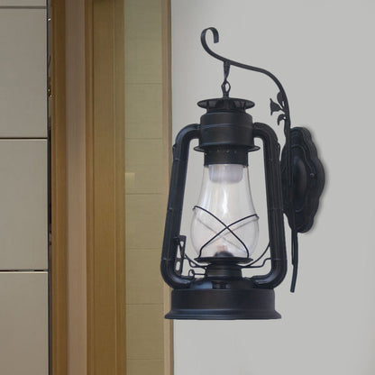 Rynx | 1 Bulb Kerosene Wall Mounted Light Fixture Coastal Style Black/Bronze/Copper Clear Glass Lighting