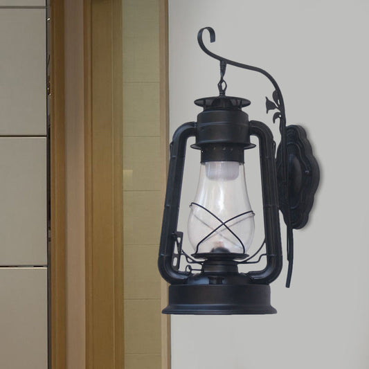Rynx | 1 Bulb Kerosene Wall Mounted Light Fixture Coastal Style Black/Bronze/Copper Clear Glass Lighting