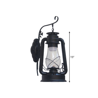 Rynx | 1 Bulb Kerosene Wall Mounted Light Fixture Coastal Style Black/Bronze/Copper Clear Glass Lighting