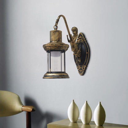Rynx | Clear Glass Black/Bronze/Copper Wall Light Kerosene 1-Light Vintage Style Wall Lamp Light for Outdoor