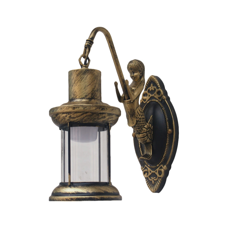 Rynx | Clear Glass Black/Bronze/Copper Wall Light Kerosene 1-Light Vintage Style Wall Lamp Light for Outdoor