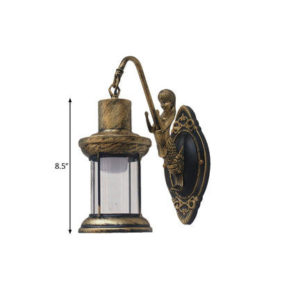Rynx | Clear Glass Black/Bronze/Copper Wall Light Kerosene 1-Light Vintage Style Wall Lamp Light for Outdoor