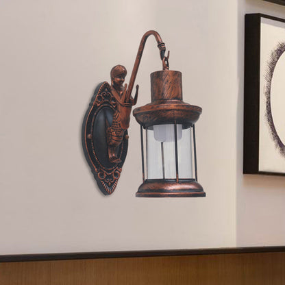 Rynx | Clear Glass Black/Bronze/Copper Wall Light Kerosene 1-Light Vintage Style Wall Lamp Light for Outdoor