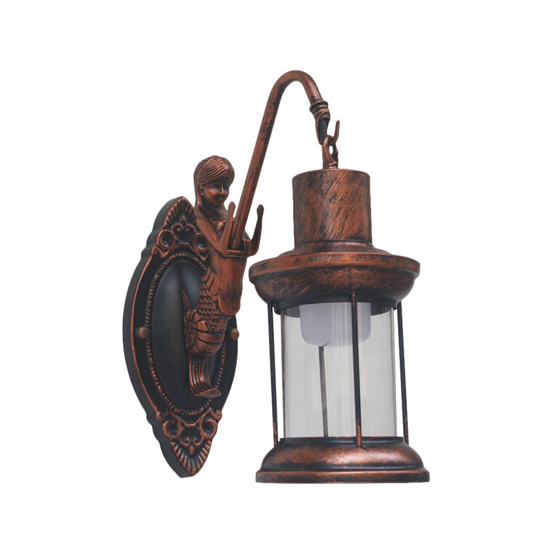 Rynx | Clear Glass Black/Bronze/Copper Wall Light Kerosene 1-Light Vintage Style Wall Lamp Light for Outdoor