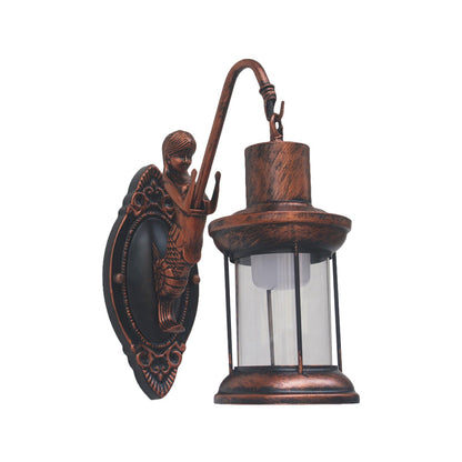 Rynx | Clear Glass Black/Bronze/Copper Wall Light Kerosene 1-Light Vintage Style Wall Lamp Light for Outdoor