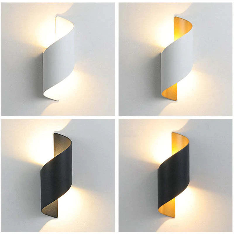 Rynx | Orr Modern LED Wall Lamp, Spiral, Indoor, White/Black, Metal